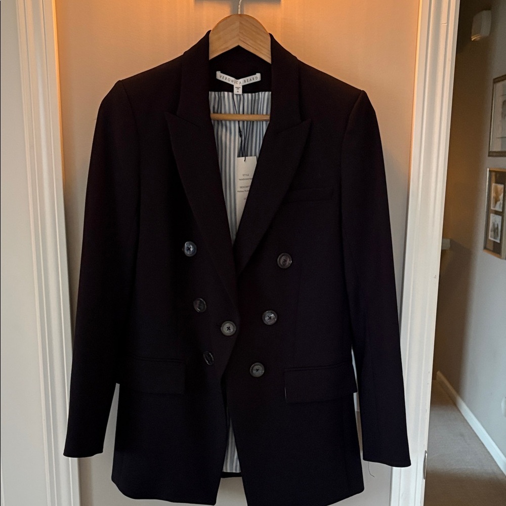 Veronica Beard Black Double-Breasted Pea Coat